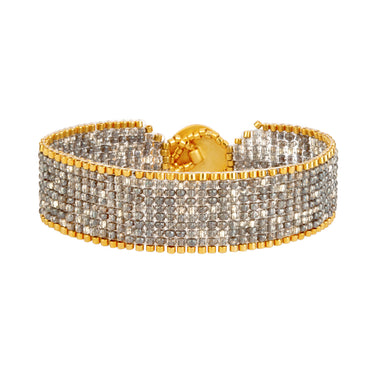Brazalete Telar Dorado Delgado Liso Plata Pavonada